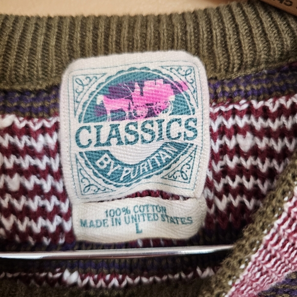 Puritan Classics Burgundy And White Knit Sweater - Picture 6 of 6